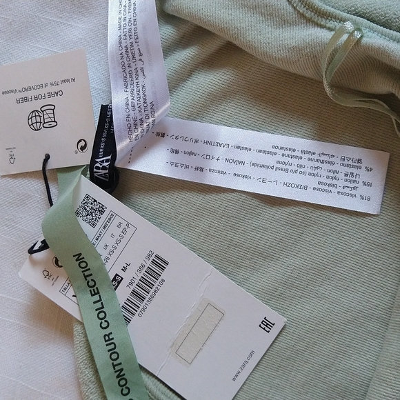 Zara Terrycloth one shoulder bodysuit size XS-Small Light Green Pull-on - Picture 13 of 13